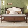 Streamdale Furniture Streamdale Queen Pine Wood Bed - Upholstered Headboard, Walnut