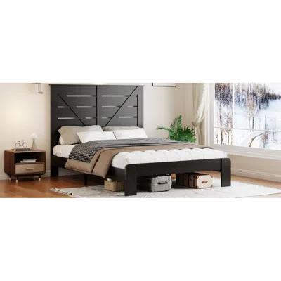 Streamdale Furniture Streamdale Queen Platform Bed Frame With Headboard - Black