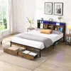Streamdale Furniture Streamdale Queen Platform Bed Frame With Led Lights And Storage
