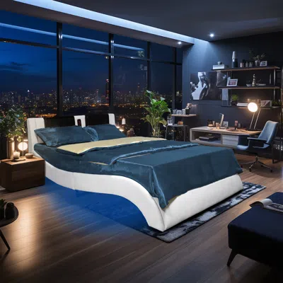 Streamdale Furniture Streamdale Queen Platform Bed With Led Lighting