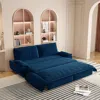 Streamdale Furniture Streamdale Queen Pull Out Sofa Bed, 3-in-1 Convertible Velvet Loveseat, Blue In Blue