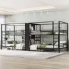 Streamdale Furniture Streamdale Queen Quad Bunk Bed W/ Storage & Wardrobe - Black In Black