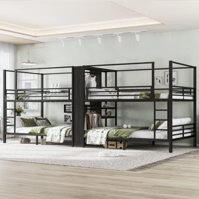 Streamdale Furniture Streamdale Queen Quad Bunk Bed W/ Storage & Wardrobe - Black