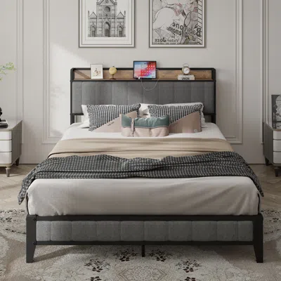 Streamdale Furniture Streamdale Queen Size Bed Frame With Charging Station