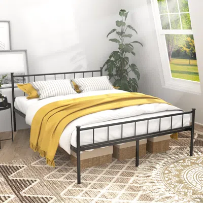 Streamdale Furniture Streamdale Queen Size Bed Frame With Headboard/footboard, Black In White