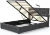 Streamdale Furniture Streamdale Queen Size Bed Frame With Storage - Lift Up Storage Bed With Modern Wingback Headboard