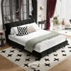 Streamdale Furniture Streamdale Queen Size Bed Frame With Tufted Headboard, Chenille Platform Bed, Black