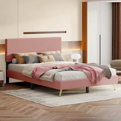 Streamdale Furniture Streamdale Queen Size Corduroy Upholstered Bed Frame