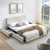 Streamdale Furniture Streamdale Queen Size Cushioned Bed Frame - Beige