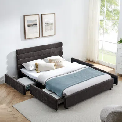 Streamdale Furniture Streamdale Queen Size Cushioned Bed Frame - Beige