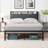 Streamdale Furniture Streamdale Queen Size Metal Platform Bed Frame With Upholstery Storage Function Headboard And Usb Li