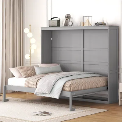 Streamdale Furniture Streamdale Queen Size Murphy Bed Wall Bed, Gray