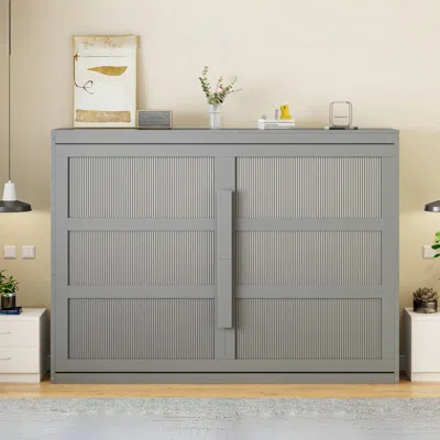 Streamdale Furniture Streamdale Queen Size Murphy Bed Wall Bed Modern Design With Led Lights