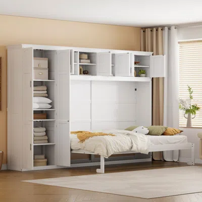 Streamdale Furniture Streamdale Queen Size Murphy Bed Wall Bed With Cabinets