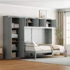 Streamdale Furniture Streamdale Queen Size Murphy Bed Wall Bed With Cabinets,gray In Gray