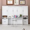 Streamdale Furniture Streamdale Queen Size Murphy Bed Wall Bed With Closet, Drawers And Shelves
