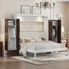 Streamdale Furniture Streamdale Queen Size Murphy Bed Wall Bed With Closet, Drawers And Table