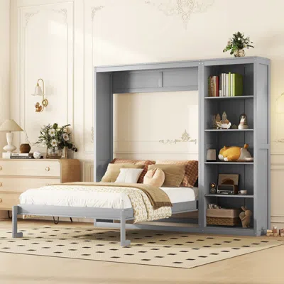 Streamdale Furniture Streamdale Queen Size Murphy Bed Wall Bed With Shelves