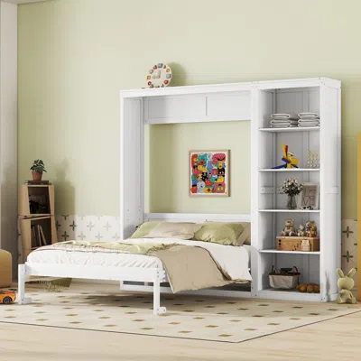 Streamdale Furniture Streamdale Queen Size Murphy Bed Wall Bed With Shelves