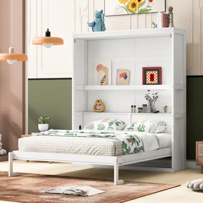 Streamdale Furniture Streamdale Queen Size Murphy Bed Wall Bed With Shelves