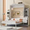 Streamdale Furniture Streamdale Queen Size Murphy Bed Wall Bed With Shelves, Drawers And Led Lights