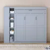 Streamdale Furniture Streamdale Queen Size Murphy Bed Wall Bed With Shelves, Wardrobe And Led Lights