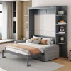 Streamdale Furniture Streamdale Queen Size Murphy Bed Wall Bed With Sofa, Gray