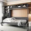 Streamdale Furniture Streamdale Queen Size Murphy Bed Wall Bed With Sofa, Shelves Usb & Light