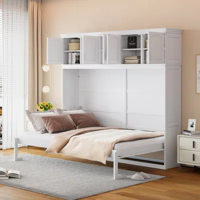 Streamdale Furniture Streamdale Queen Size Murphy Bed Wall Bed With Top Cabinets