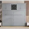 Streamdale Furniture Streamdale Queen Size Murphy Bed Wall Bed With Top Cabinets & Wine Rack