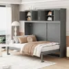 Streamdale Furniture Streamdale Queen Size Murphy Bed Wall Bed With Top Cabinets In Gray