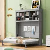 Streamdale Furniture Streamdale Queen Size Murphy Bed Wall Bed With Top Shelves & Usb, Gray