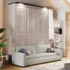 Streamdale Furniture Streamdale Queen Size Murphy Bed With Sofa And Led, Beige In Neutral