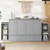 Streamdale Furniture Streamdale Queen Size Murphy Bed With Storage Drawers And Shelves. Light Gray.