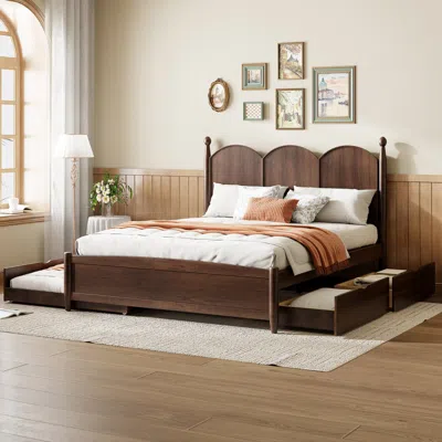 Streamdale Furniture Streamdale Queen Size Platform Bed With 2 Big Drawers, Twin Xl Size Trundle