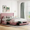 Streamdale Furniture Streamdale Queen Size Storage Bed Linen Upholstered Platform Bed With 3