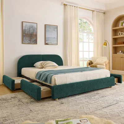 Streamdale Furniture Streamdale Queen Size Upholstered Bed Frame - Green