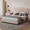 Streamdale Furniture Streamdale Queen Size Upholstered Bed Frame With Rivet Design