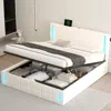 Streamdale Furniture Streamdale Queen Size Upholstered Bed With Led Lights