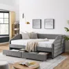 Streamdale Furniture Streamdale Queen Size Upholstered Daybed With Trundle, Grey