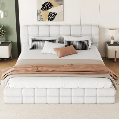 Streamdale Furniture Streamdale Queen Size Upholstered Platform Bed In White