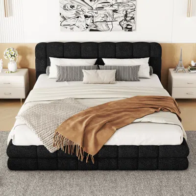 Streamdale Furniture Streamdale Queen Size Upholstered Platform Bed In Black