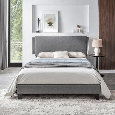 Streamdale Furniture Streamdale Queen Size Upholstered Platform Bed Frame