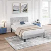 Streamdale Furniture Streamdale Queen Size Upholstered Platform Bed Frame With Modern Button Tufted Linen Fabric Headboar