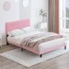 Streamdale Furniture Streamdale Queen Size Upholstered Platform Bed Frame With Modern Button Tufted Linen Fabric Headboar