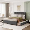 Streamdale Furniture Streamdale Queen Size Upholstered Platform Bed With 2 Drawers And 1 Twin Xl