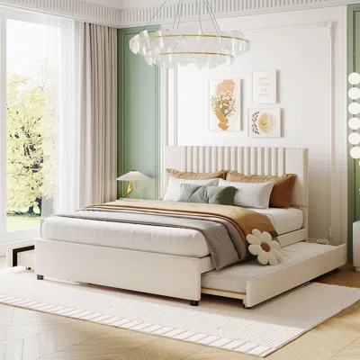 Streamdale Furniture Streamdale Queen Size Upholstered Platform Bed With 2 Drawers And 1 Twin Xl