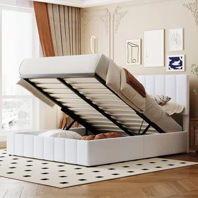 Streamdale Furniture Streamdale Queen Size Upholstered Platform Bed With A Hydraulic Storage System