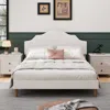 Streamdale Furniture Streamdale Queen Size Upholstered Platform Bed With Adjustable Headboard, White