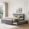 Streamdale Furniture Streamdale Queen Size Upholstered Platform Bed With Brick Pattern Headboard